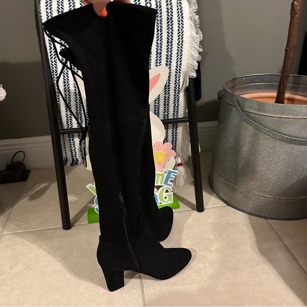 Call It Spring Over the Knee Boots Black Block Heel 8 NWOB